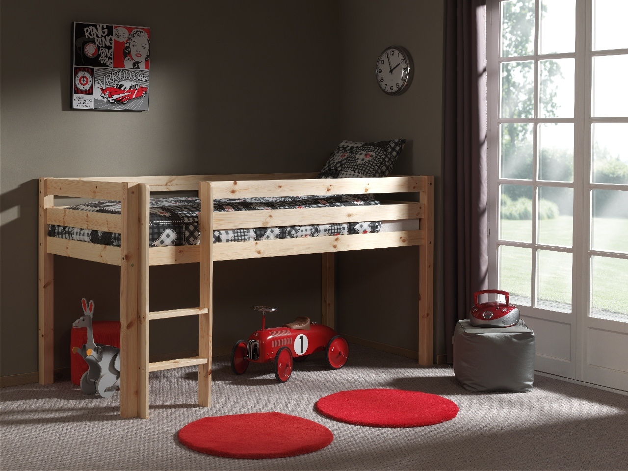 LUCEVI - Pino Halfhoogslaper met Ladder 90x200cm - Beige - H115CM