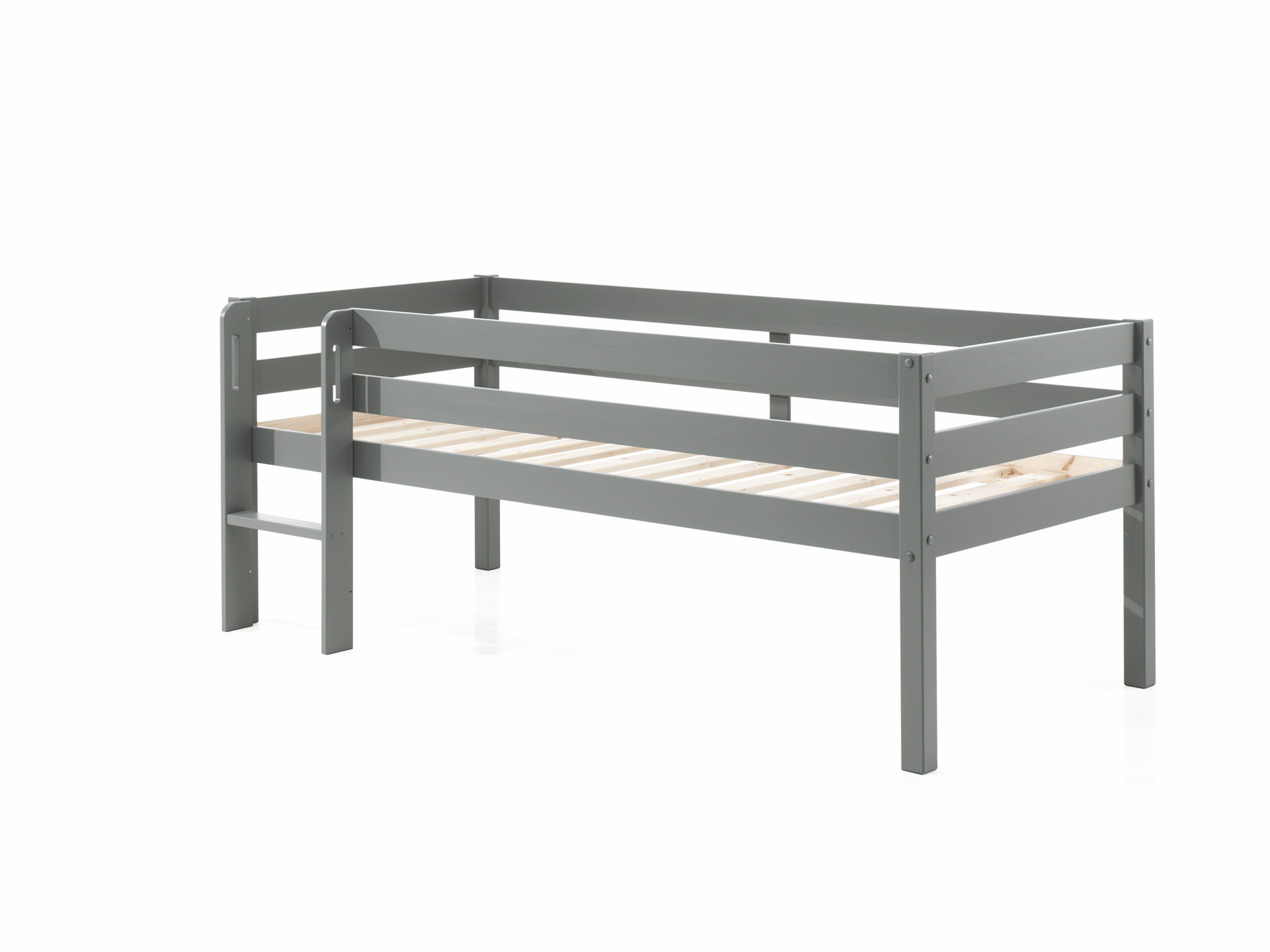 LUCEVI - Pino Halfhoogslaper H85CM + Ladder + Hangplank - Grijs - 90x200 cm
