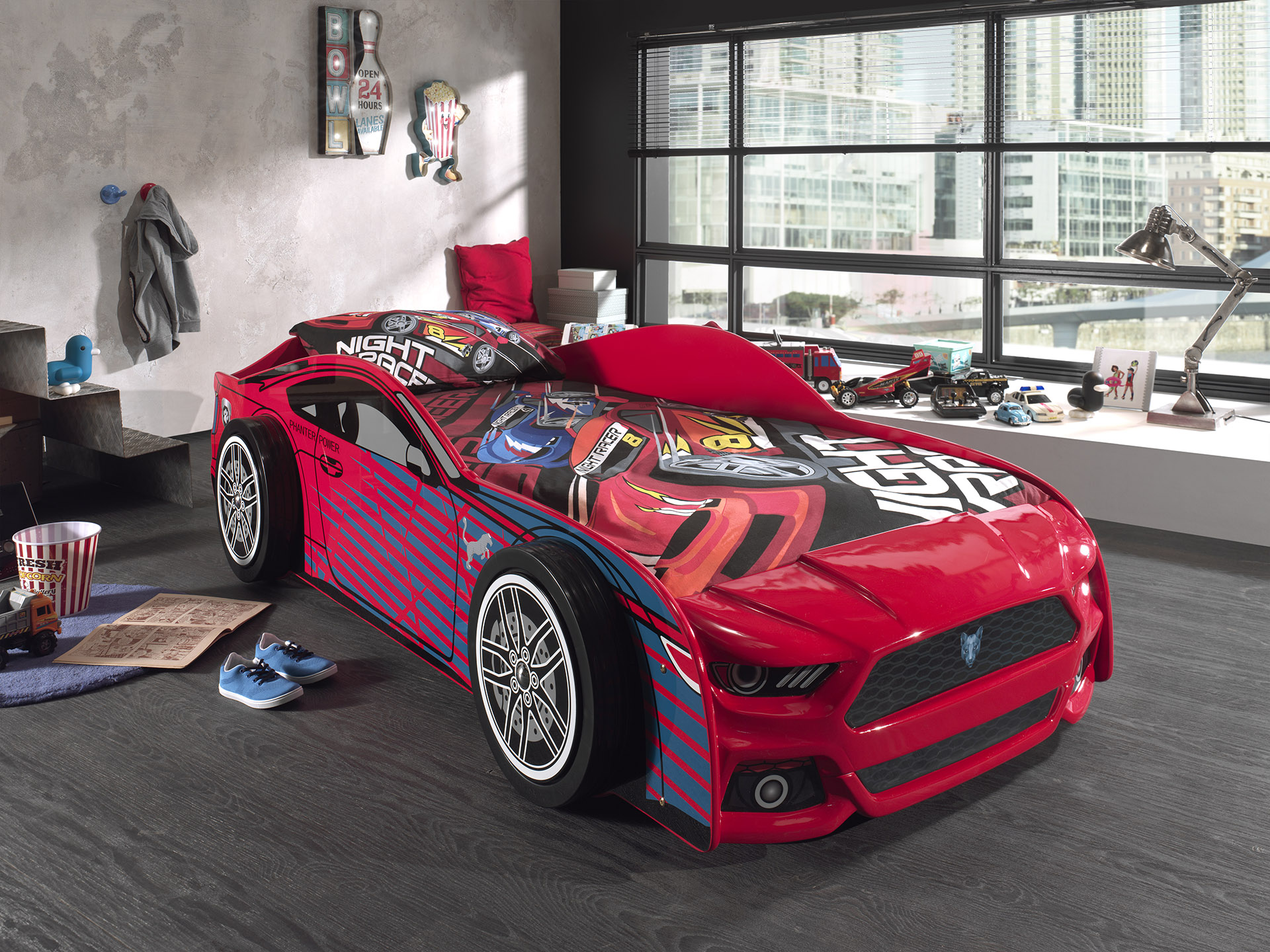 LUCEVI - Carbeds Panther Power Bed + Matras - Rood - 90x200 cm