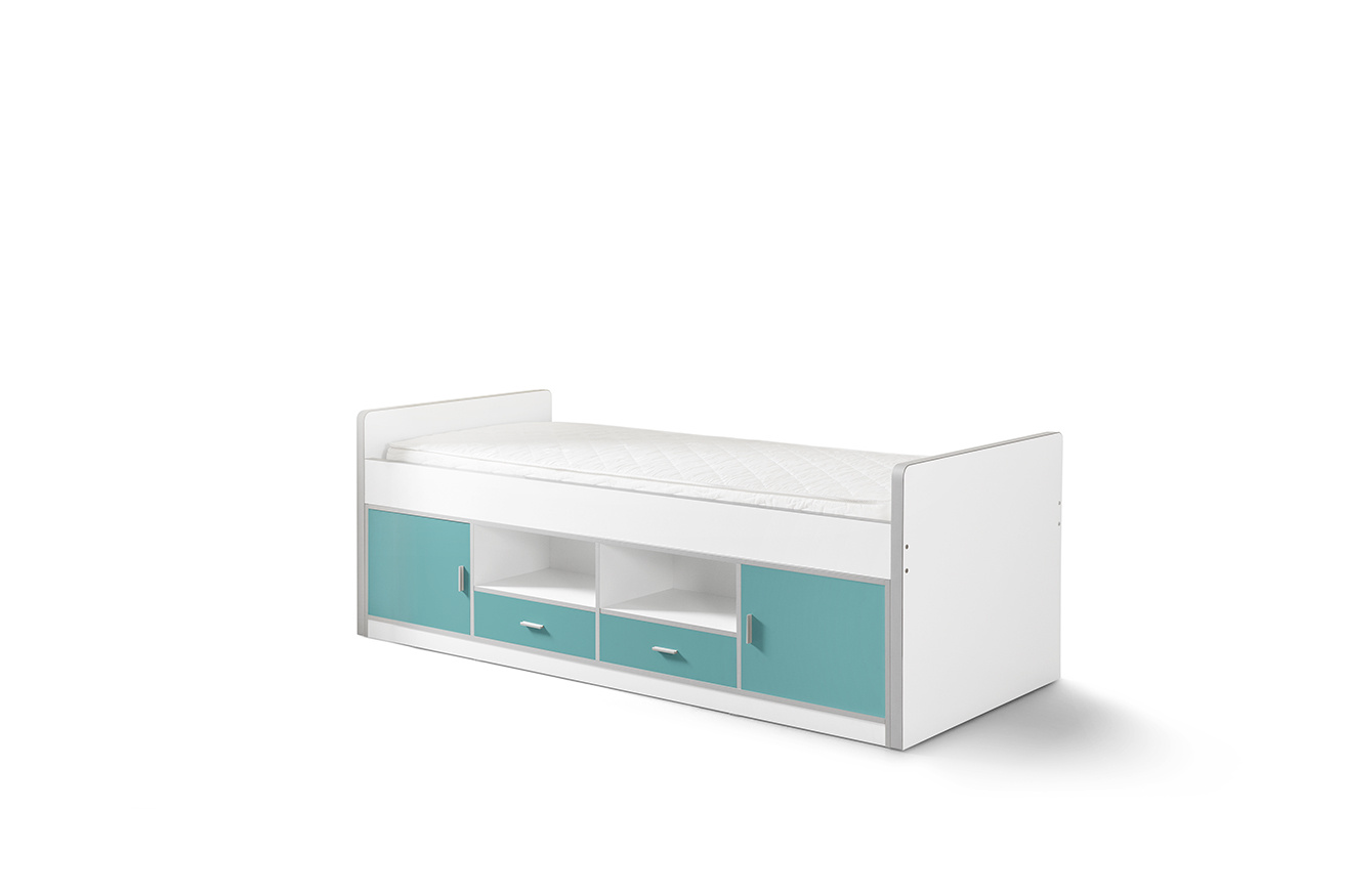 LUCEVI - Bonny Kajuitbed + Lattenbodem - Blauw - 90x200 cm