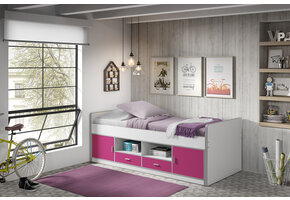 LUCEVI - Bonny Kajuitbed + Lattenbodem - Roze - 90x200 cm
