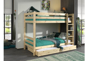 LUCEVI - Pino Stapelbed H160CM + Ladder + Rolbed - Bruin - 90x200 cm
