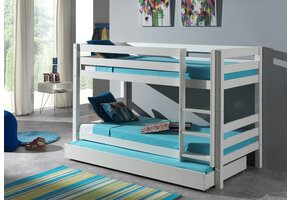 LUCEVI - Pino Stapelbed H140CM + Rolbed + Ladder - Wit - 90x200 cm