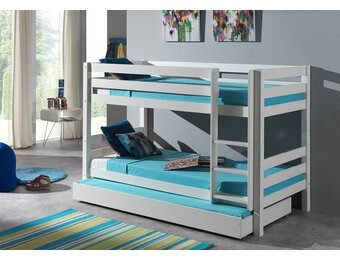 LUCEVI - Pino Stapelbed H140CM + Rolbed + Ladder - Wit - 90x200 cm