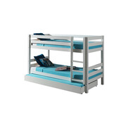 LUCEVI - Pino Stapelbed H140CM + Rolbed + Ladder - Wit - 90x200 cm