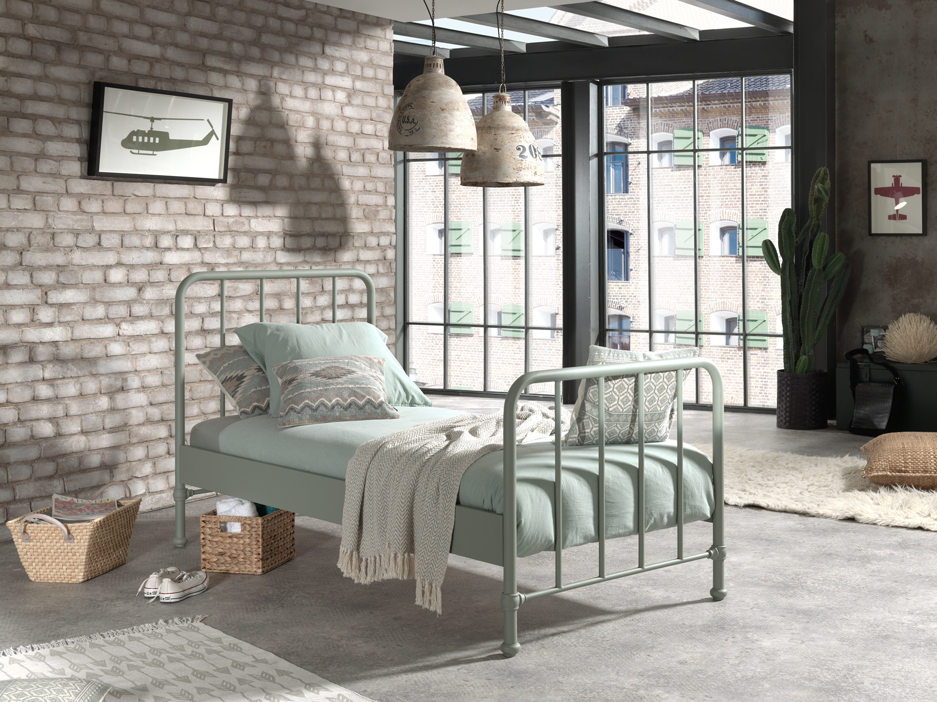 LUCEVI - Bronxx Bed 90x200cm - Olive Green