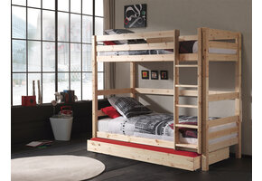 LUCEVI - Pino Stapelbed H180CM + Rolbed + Ladder - Bruin - 90x200 cm
