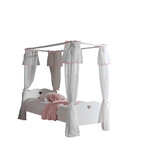 LUCEVI - Amori hemelbed + Lattenbodem + Bedlinnen - Wit - 90x200 cm