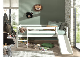 LUCEVI - Pino Halfhoogslaper met Glijbaan 90x200cm - Wit - H85CM