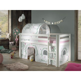 LUCEVI - Pino Halfhoogslaper + Ladder + Birdy Gordijntjes + Birdy Tunnel - Wit - 90x200 cm