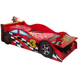 LUCEVI - Carbeds Peuter Race bed + Lattenbodem + Gas Pump Kast - Rood - 90x200cm