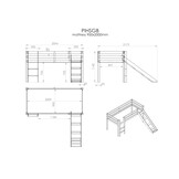 LUCEVI - Pino Halfhoogslaper H115CM + Ladder + Glijbaan + Space Shuttle Gordijntjes - Bruin - 90x200 cm