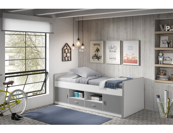 LUCEVI - Bonny Kajuitbed + Lattenbodem - Grijs - 90x200 cm