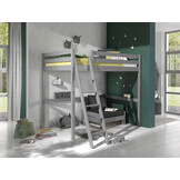 LUCEVI - Pino Mezzanine Bed + Ladder + Slaapfauteuil - Grijs - 140x200 cm