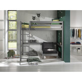 LUCEVI - Pino Mezzanine Bed + Ladder + Slaapfauteuil - Grijs - 140x200 cm