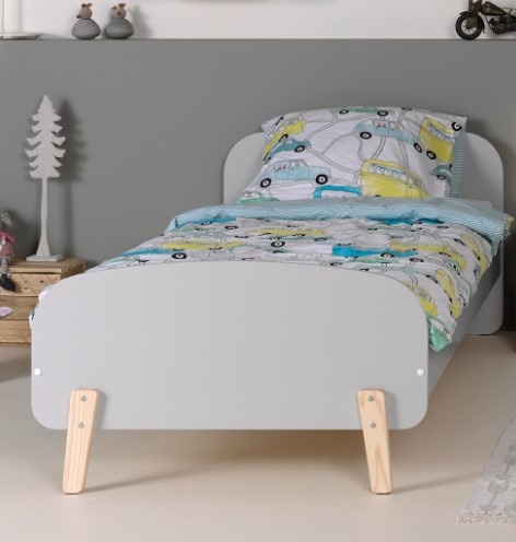 LUCEVI - Kiddy bed + Nachtkastje - Cool Grey - 90x200 cm