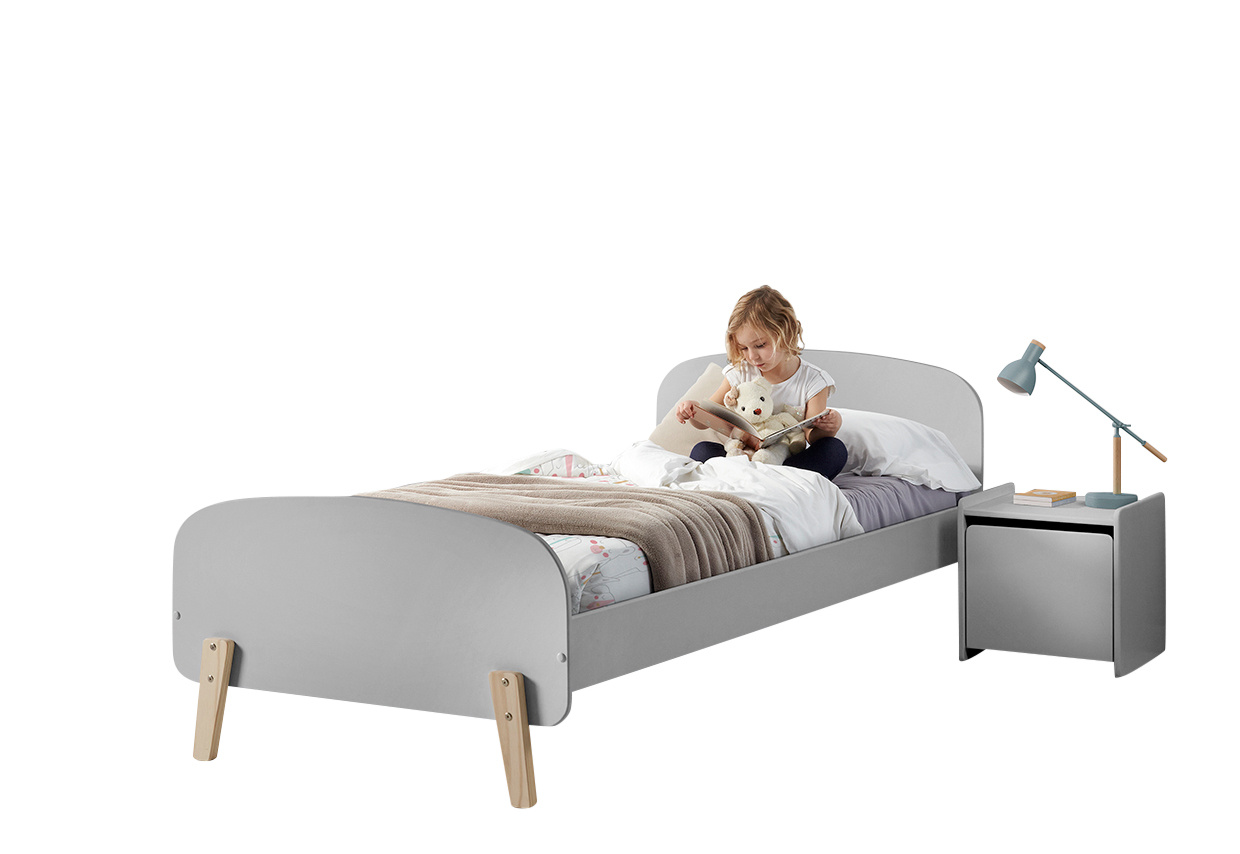 LUCEVI - Kiddy bed + Nachtkastje - Cool Grey - 90x200 cm