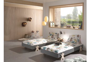 LUCEVI - Modulo Smiley Stapelbare bedden - 2 stuks - Grijs - 90x200 cm