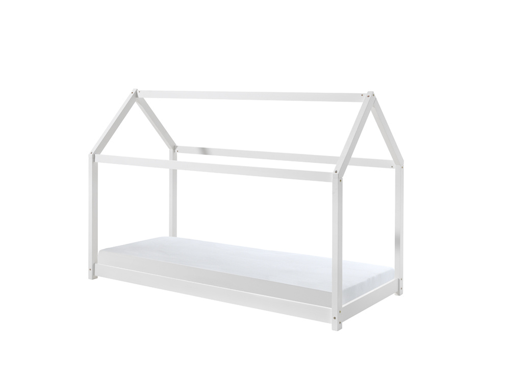 LUCEVI - Cabane bed + Lattenbodem + Matras - Wit - 90x200x10 cm