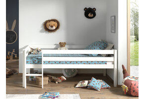 LUCEVI - Pino Halfhoogslaper met Ladder 90x200cm - Wit - H85CM