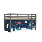 LUCEVI - Pino Halfhoogslaper H115CM + Ladder + Space Shuttle Gordijntjes - Grijs - 90x200 cm