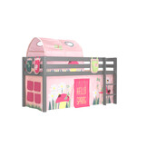 LUCEVI - Pino Halfhoogslaper H115CM + Ladder + Spring Gordijntjes + 3 Zakjes + Spring Tunnel - Grijs - 90x200 cm