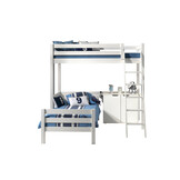 LUCEVI - Pino Mezzanine bed + Ladder + Commode 2 deuren + Bed - Wit - 90x200 cm