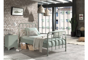 LUCEVI - Bronxx bed + Nachtkastje - Olive Green - 90x200 cm