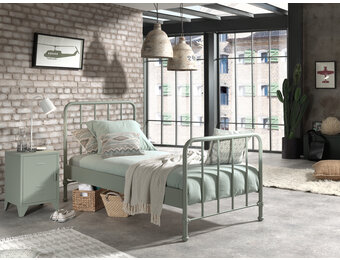 LUCEVI - Bronxx bed + Nachtkastje - Olive Green - 90x200 cm