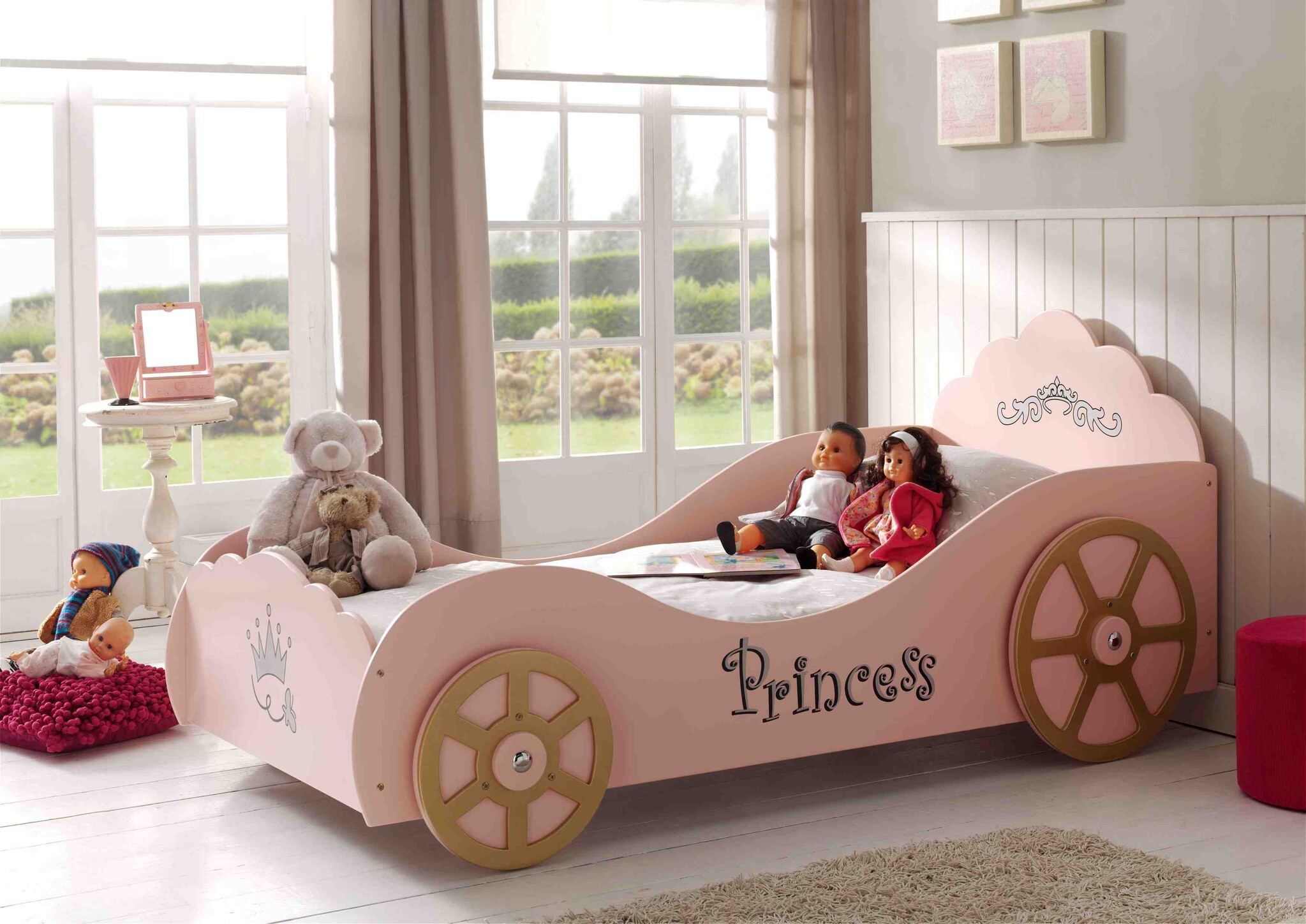 LUCEVI - Carbeds Princess Pinky Bed + Matras - Roze - 90x200 cm