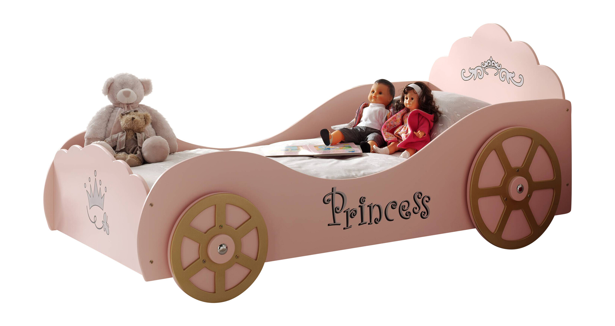 LUCEVI - Carbeds Princess Pinky Bed + Matras - Roze - 90x200 cm