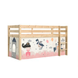 LUCEVI - Pino Halfhoogslaper H115CM + Ladder + Princess Sophie Gordijntjes - Bruin - 90x200 cm