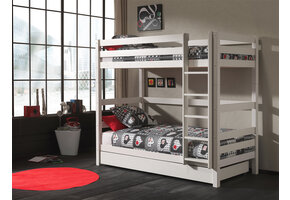 LUCEVI - Pino Stapelbed H180CM + Rolbed + Ladder - Wit - 90x200 cm