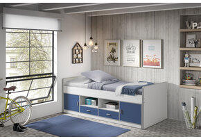 LUCEVI - Bonny Kajuitbed + Lattenbodem - Blauw - 90x200 cm