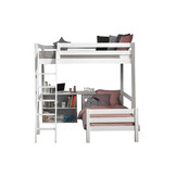 LUCEVI - Pino Mezzanine bed 140x200 cm + Ladder + Boekenkast + Bed 90x200 cm - Wit