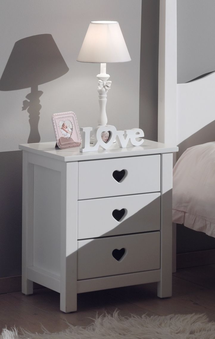 LUCEVI - Amori bed + Lattenbodem + Nachtkastje + 2 Deurs Kleerkast + Bureau - Wit - 90x200 cm