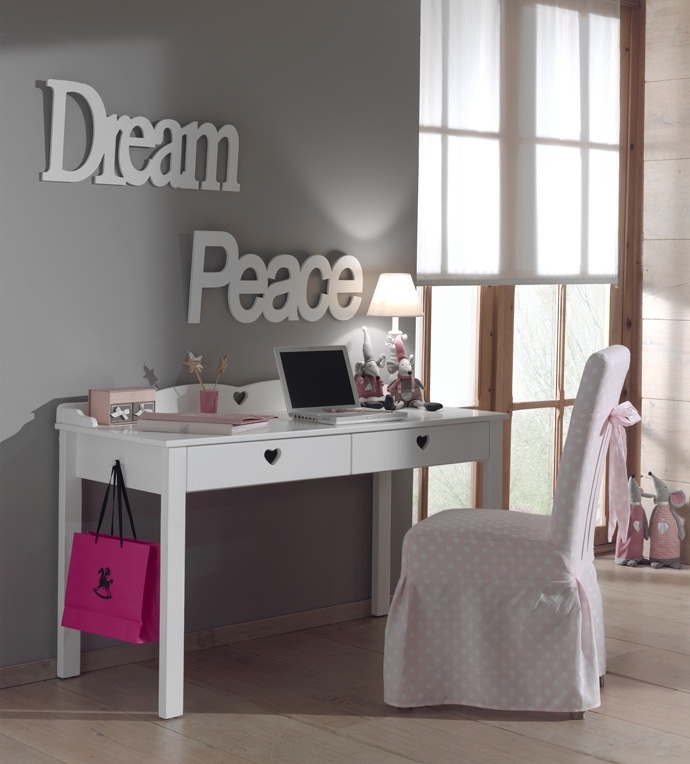 LUCEVI - Amori bed + Lattenbodem + Nachtkastje + 2 Deurs Kleerkast + Bureau - Wit - 90x200 cm