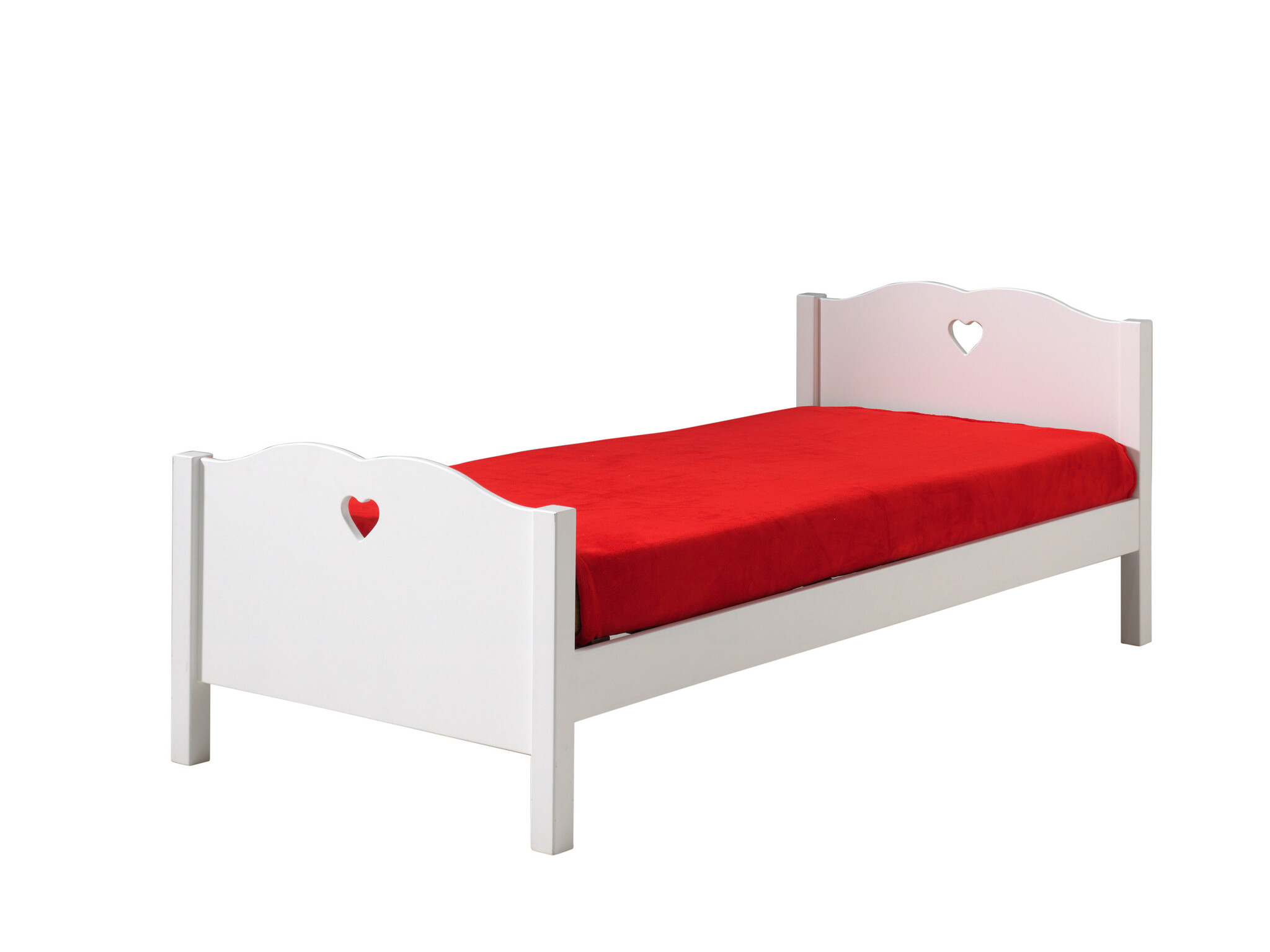 LUCEVI - Amori bed + Lattenbodem + Nachtkastje + 2 Deurs Kleerkast + Bureau - Wit - 90x200 cm