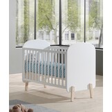 LUCEVI - Kiddy Babybed + Commode 3 laden + 3 Deurs Kleerkast + Boekenkast - Wit - 60x120 cm