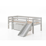 LUCEVI - Pino Halfhoogslaper H85CM + Glijbaan + Ladder + Set van 2 Laden - Wit - 90x200 cm