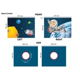 LUCEVI - Pino Halfhoogslaper + Ladder + Set van Space Gordijntjes - Wit - 90x200 cm