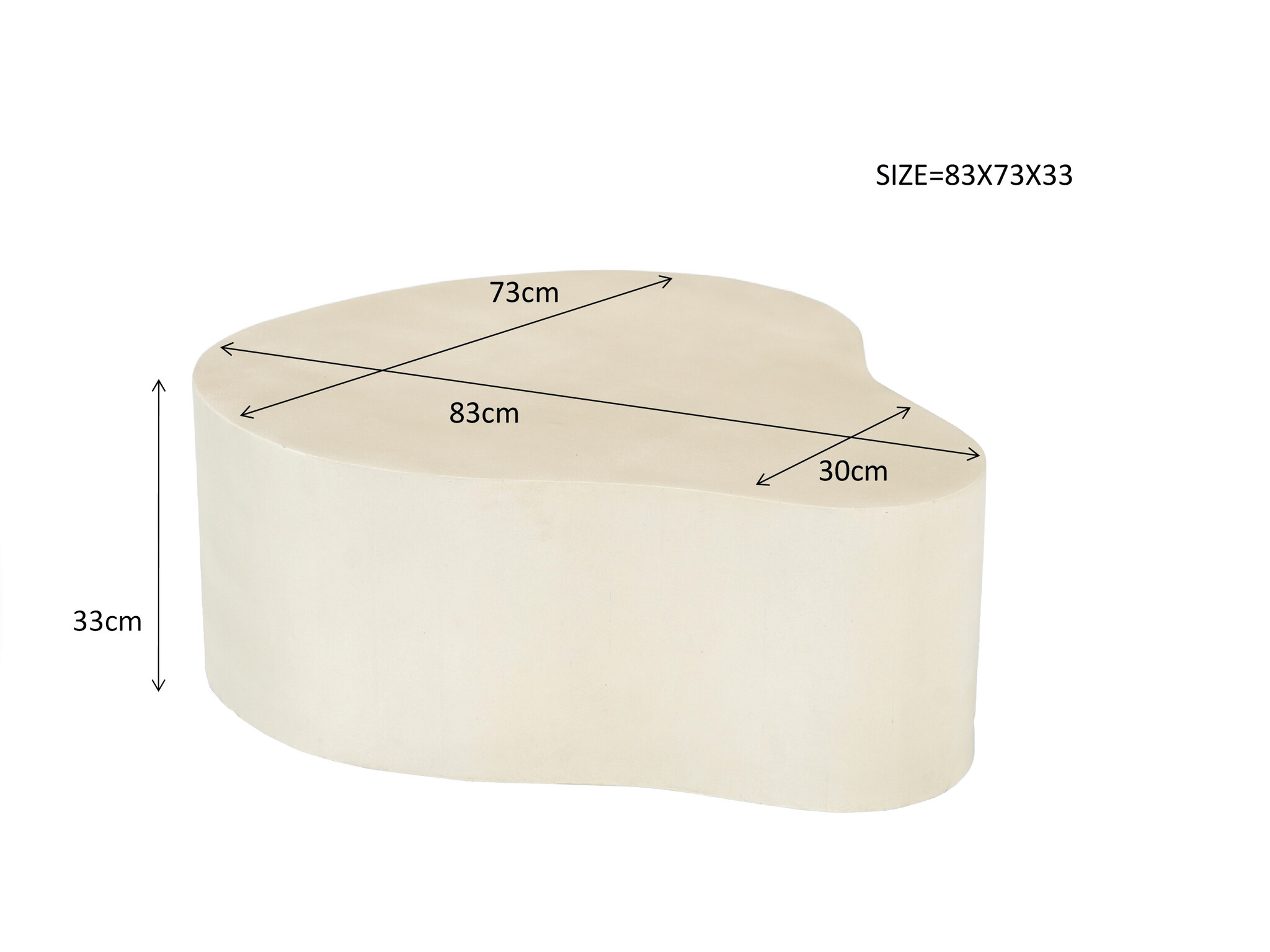 Brix - Salontafel Brix Organic Sandy 85cm - Beton / MDF