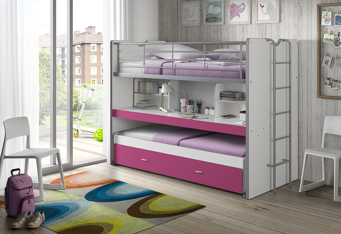 LUCEVI - Bonny Stapelbed 90x200cm - Roze