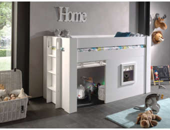 LUCEVI - Noah Halfhoogslaper + Set van Gordijntjes - Wit - 90x200 cm