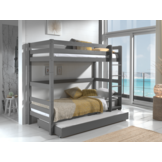 LUCEVI - Pino Stapelbed H180CM + Rolbed - Grijs - 90x200 cm