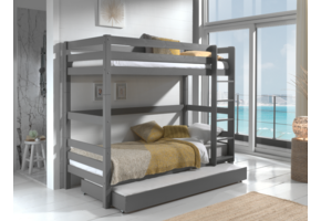 LUCEVI - Pino Stapelbed H180CM + Rolbed - Grijs - 90x200 cm