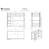 LUCEVI - Pino Stapelbed H180CM + Rolbed - Grijs - 90x200 cm