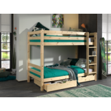 LUCEVI - Pino Stapelbed H160CM + Ladder + 2 Lades - Bruin - 90x200 cm