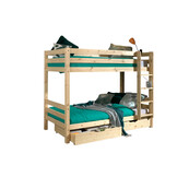 LUCEVI - Pino Stapelbed H160CM + Ladder + 2 Lades - Bruin - 90x200 cm