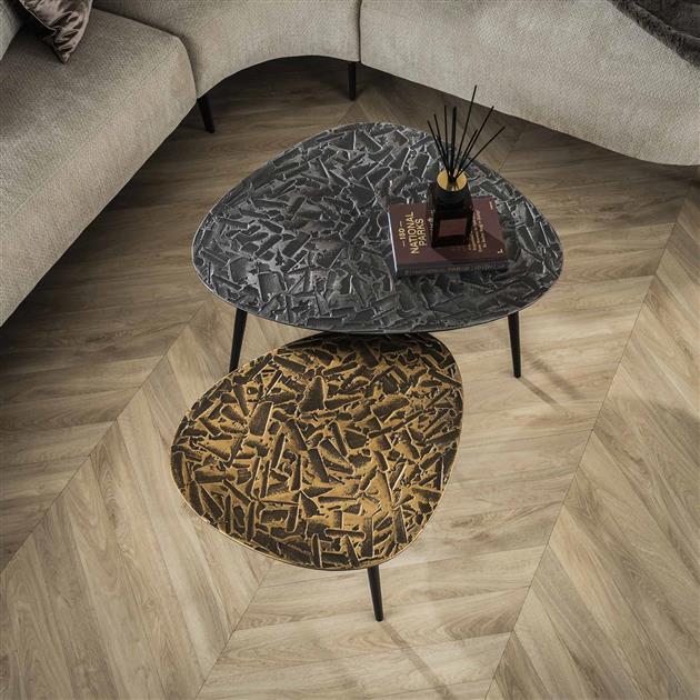 Hoyz Collection - Salontafel Driehoekig Patina Metal - Set van 2